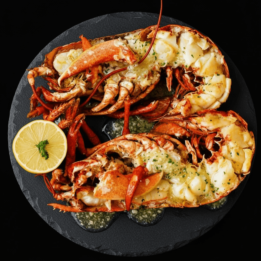 COOKED LOBSTER WITH GARLIC BUTTER